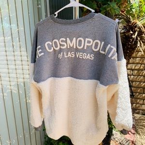 Cute cream and gray fuzzy long sleeve from Cosmopolitan Casino in Las Vegas